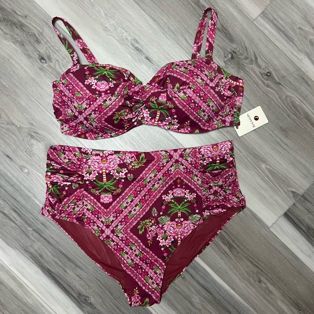 Floral Burgundy Women's Bikini Set